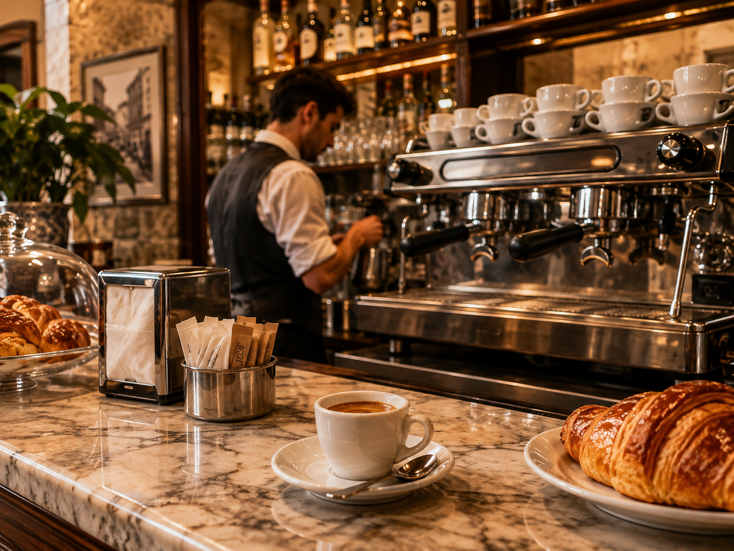 Tradycyjny włoski bar z ekspresem do espresso